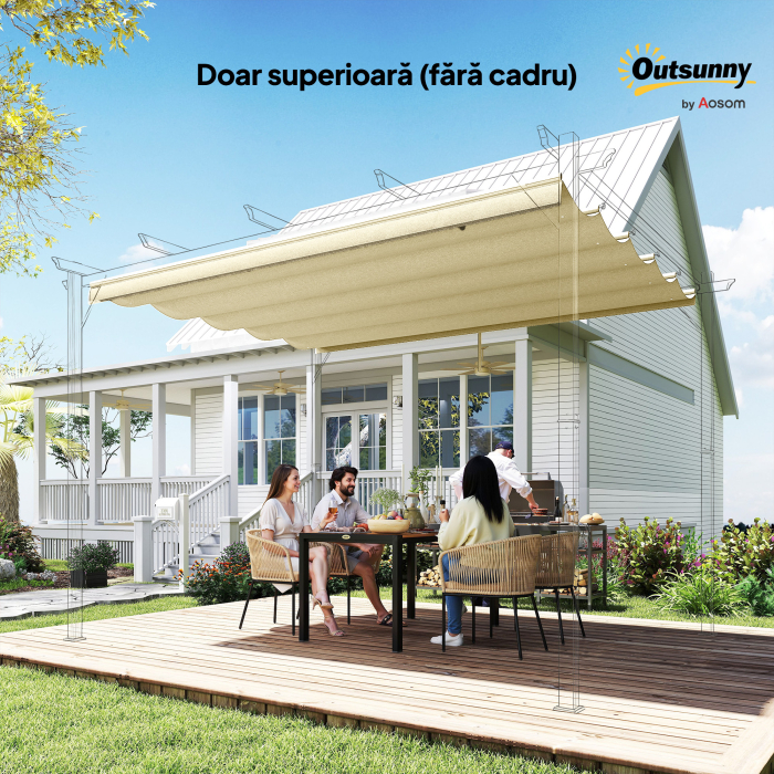  Acoperis de schimb pentru pergola sau foisor de gradina 3x4 m din poliester, crem [8]