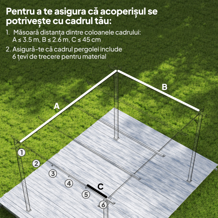  Acoperis de schimb pentru pergola sau foisor de gradina 3x4 m din poliester, crem [4]