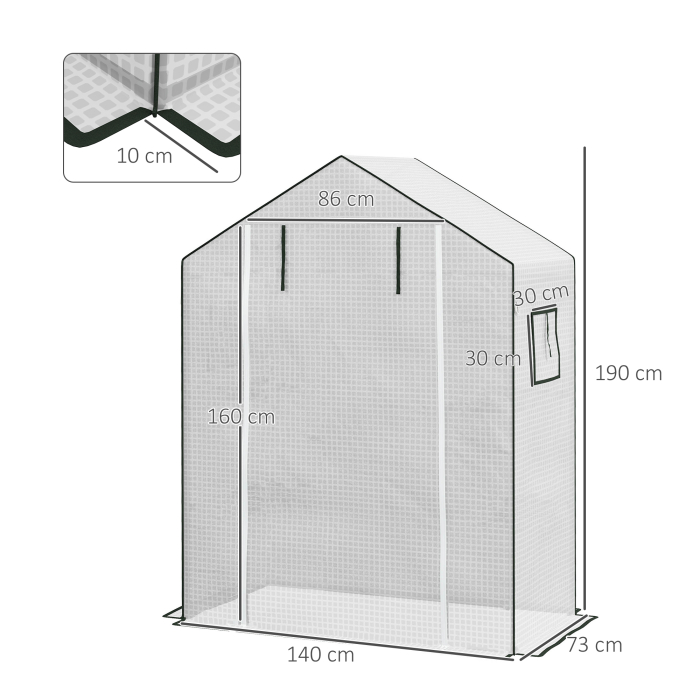  Acoperis de Schimb pentru Sera PE Walk-in cu Usa Rulabila si Ferestre, 143 x 70 x 190cm, Verde [3]