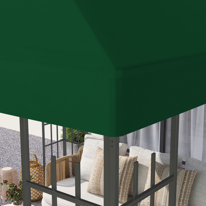  Acoperis pentru Foisor de Gradina 3x3 m din Material Textil Oxford 600D cu Orificii de Drenaj, Verde [8]