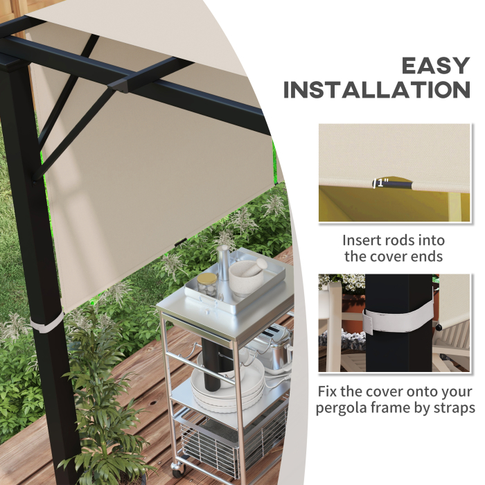  Acoperis pentru Foisor Pergola 3x3 m din Poliester cu Buzunare si Curele, 488x122 cm, culoare Kaki [6]