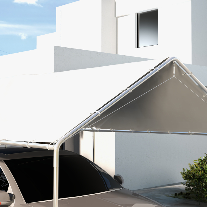 Acoperis pentru garaj 10 x 20ft, inlocuire copertina rezistenta la UV cu corzi elastice, alb [7]