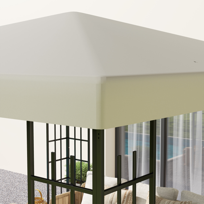  Acoperis pentru Gazebo de Gradina 3x3 m din Material Oxford 600D cu Orificii de Drenaj, Alb Crem [9]