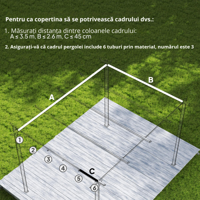  Acoperis pentru pergola gazebo 4x3 m din poliester respirabil, culoare cafeniu, cu 10 orificii de drenaj [4]