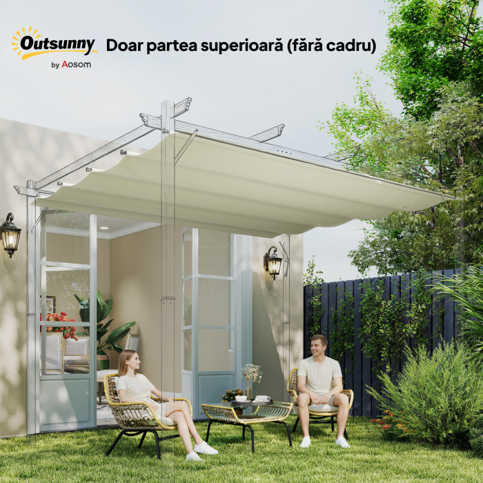  Acoperis Pergola, Acoperire Retractabila pentru Umbra, Protectie UV30+, Crem [7]