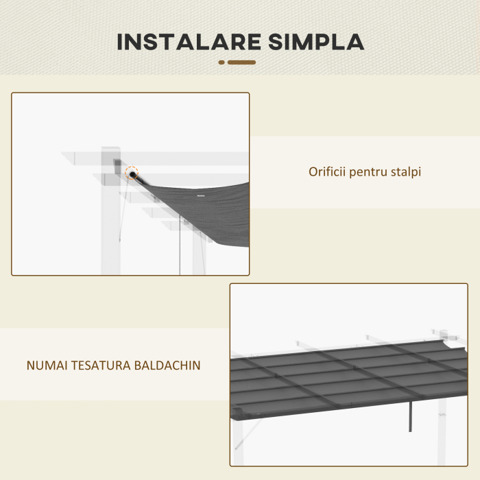  Acoperis Retractabil Pergola 4×3 m - Copertina Textila Rezerva [6]