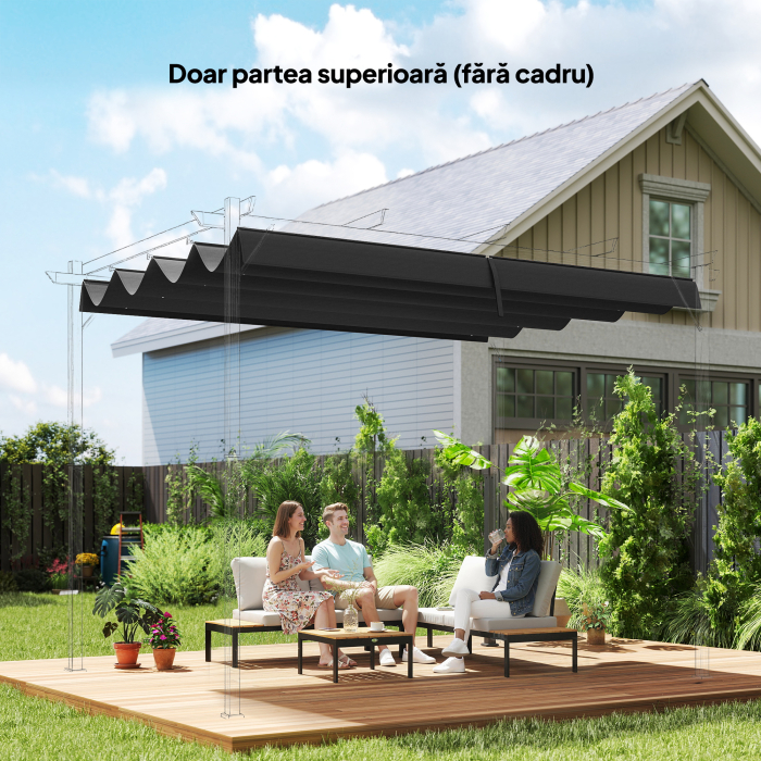  Acoperis Retractabil Pergola UV30+ Gri Inchis [2]