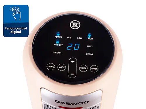 Aeroterma ceramica Daewoo DTH2200C, 2200 W, 2 trepte, 1.5 m, 25 cm, 48 cm, 23 cm, 2 kg, 1 elementi incalzire, Bej [6]