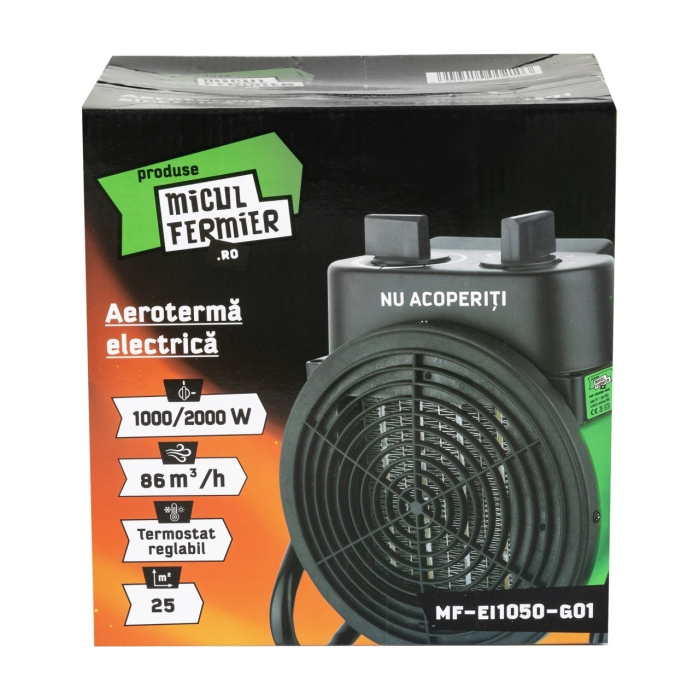 Aeroterma Electrica Micul Fermier MF-EI1050-G01, 1000/2000W, Element De Incalzire Ceramic [7]