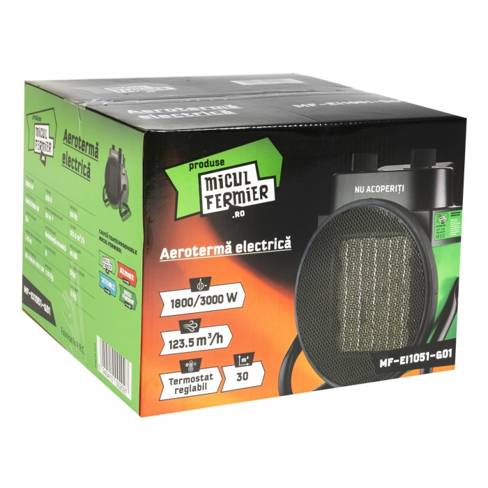 Aeroterma Electrica Micul Fermier MF-EI1051-G01, 1800/3000W, Element De Incalzire Ceramic [8]