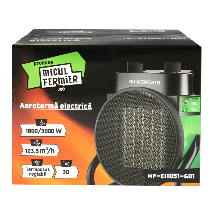 Aeroterma Electrica Micul Fermier MF-EI1051-G01, 1800/3000W, Element De Incalzire Ceramic [7]