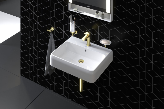 Agatatoare baie Duravit 0099303400, dubla Starck T, tip instalare pe perete, design modern, fixare sigura, auriu [5]