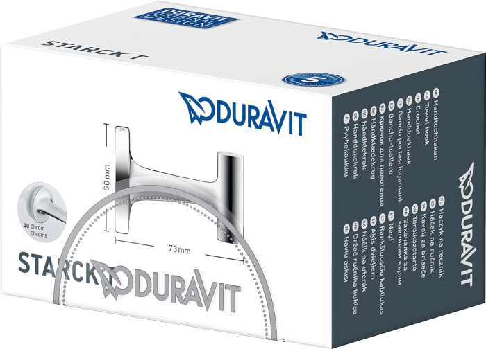 Agatatoare Duravit 0099291000, Starck T, tip instalare pe perete, elemente fixare ascunse, seria Starck T, crom [6]