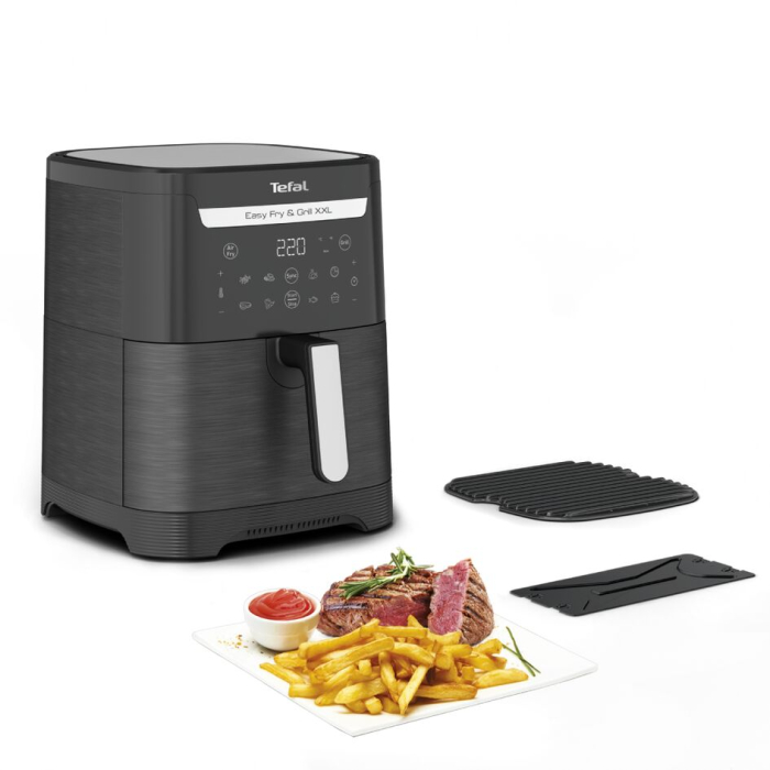 Air fryer 2 in 1 cu aer cald si gratar Tefal Easy Fry & Grill XXL EY801815 , 8 programe, 6.3 L, 2 zone de gatire, invelis antiaderent, negru [9]