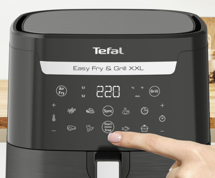 Air fryer 2 in 1 cu aer cald si gratar Tefal Easy Fry & Grill XXL EY801815 , 8 programe, 6.3 L, 2 zone de gatire, invelis antiaderent, negru [10]