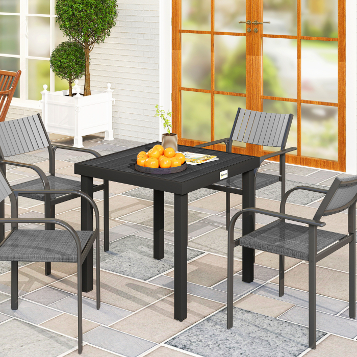  Aluminum Outdoor Patio Dining Table for 4 for Garden Lawn Backyard, Natural [2]