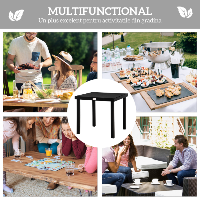 Aluminum Outdoor Patio Dining Table for 4 for Garden Lawn Backyard, Natural [6]
