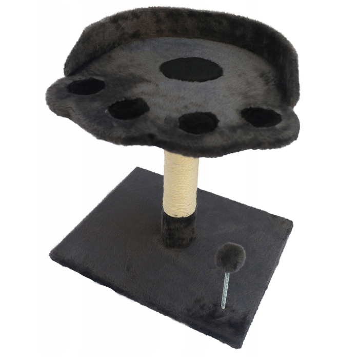 Ansamblu de joaca pentru pisici, cu culcus si loc pentru zgariat, minge, 48cm, gri inchis [1]