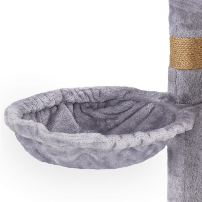 Ansamblu joaca pisici loc zgariat ascunzatoare culcus minge, 124 cm, stalpi sisal, gri [9]