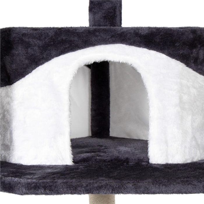 Ansamblu de joaca pentru pisici, cu loc pentru zgariat, ascuns, culcus, minge, sfoara, 203cm, gri inchis [12]