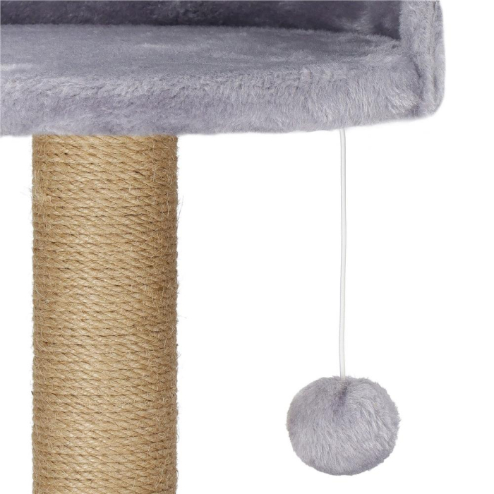 Ansamblu joaca pisici loc zgariat ascunzatoare culcus mingi, 129 cm, stalpi sisal, gri [5]