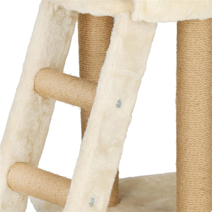 Ansamblu joaca pisici loc zgariat ascunzatoare culcus mingi, 136 cm, stalpi sisal, crem [10]