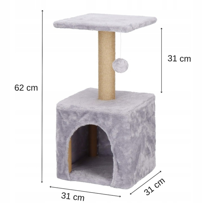 Ansamblu joaca pisici loc zgariat ascunzatoare platforma sisal, 62 cm, stabil, gri [19]