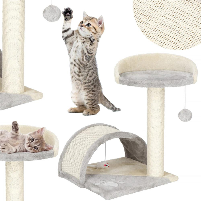 Ansamblu joaca pisici loc zgariat culcus minge sisal, 47 cm, design compact, crem [12]