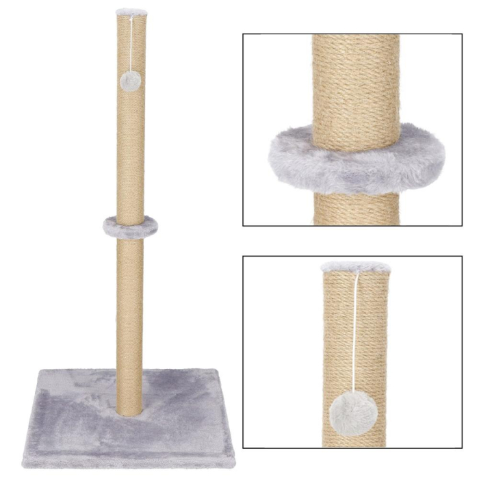 Ansamblu de joaca pentru pisici, cu loc pentru zgariat si sfoara, 103cm, gri [10]