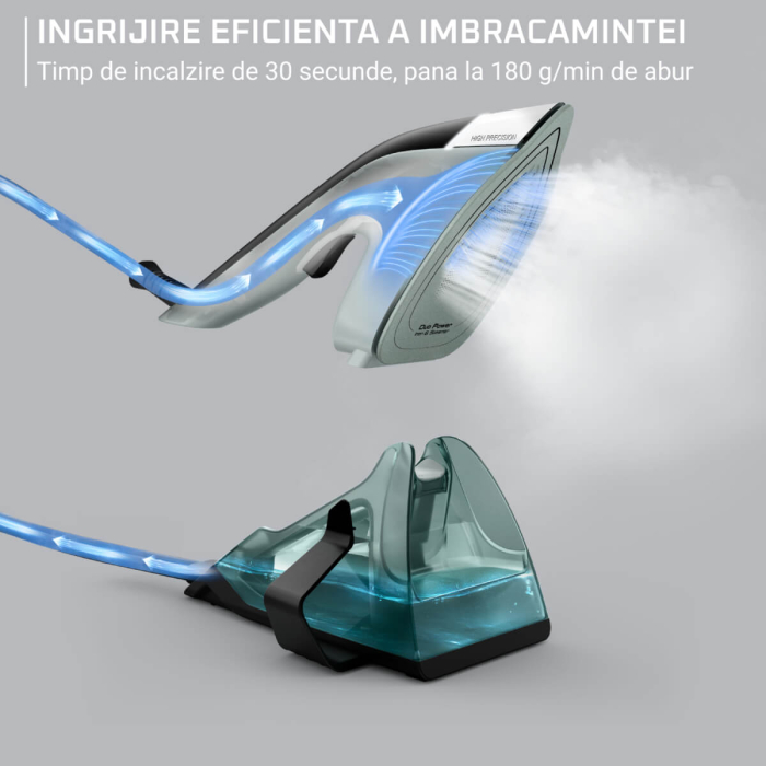 Aparat de calcat vertical cu abur 2 in 1 Tefal Duo Power JF4031E0, 1700W, jet de abur 180 g/min, abur variabil 25 g/min, 400 ml, talpa ceramica, o [2]