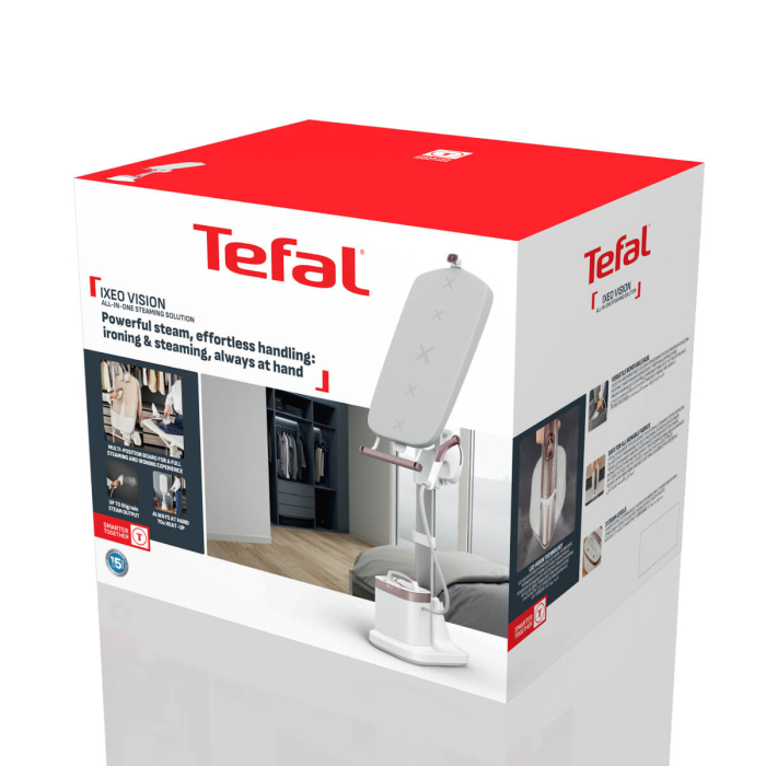 Aparat de calcat vertical cu abur Tefal Ixeo Vision QT1811E0, 2200 W, jet de abur 200 g/min, abur variabil 80 g/min, 1,4 L, masa de calcat integrat [5]