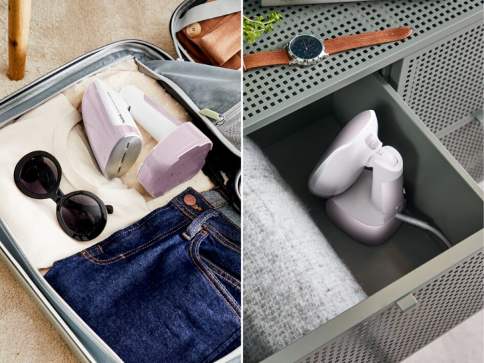 Aparat de calcat vertical pliabil Tefal ACCESS STEAM POCKET DT3050E1, 1300W, abur variabil 20 g/min, oprire automata, husa pentru transport, alb & r [3]