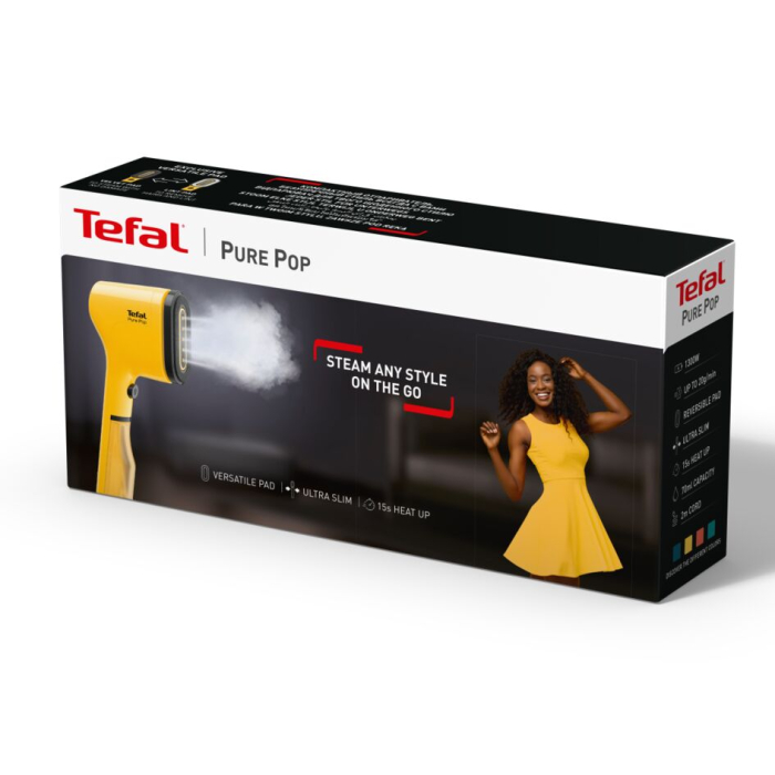 Aparat de calcat vertical Tefal  PURE POP YELLOW DT2026E1, 1300W, 20 g/min, 70 ml, Auto-Off, pad reversibil, galben [18]