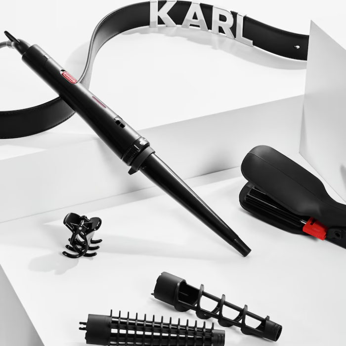 Aparat de coafat 9 in 1 ROWENTA x Karl Lagerfeld Infinite Looks CF422LF0, 9 accesorii, invelis ceramic, 48 W, varf rece, negru & rosu [10]