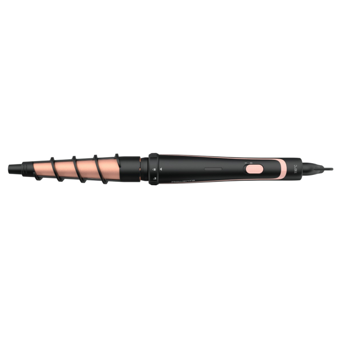 Aparat de coafat Rowenta Infinite Looks 14 în 1 CF4231F0, învelis Ceramic, accesoriu conic pentru bucle, perie rotunda, negru&portocaliu [4]