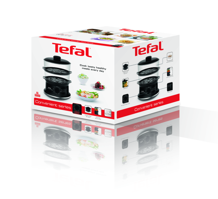 Aparat de gatit cu aburi Tefal Convenient Series VC140131, 2 vase, cronometru mecanic, 2 accesorii, 6 L, plastic, negru [6]
