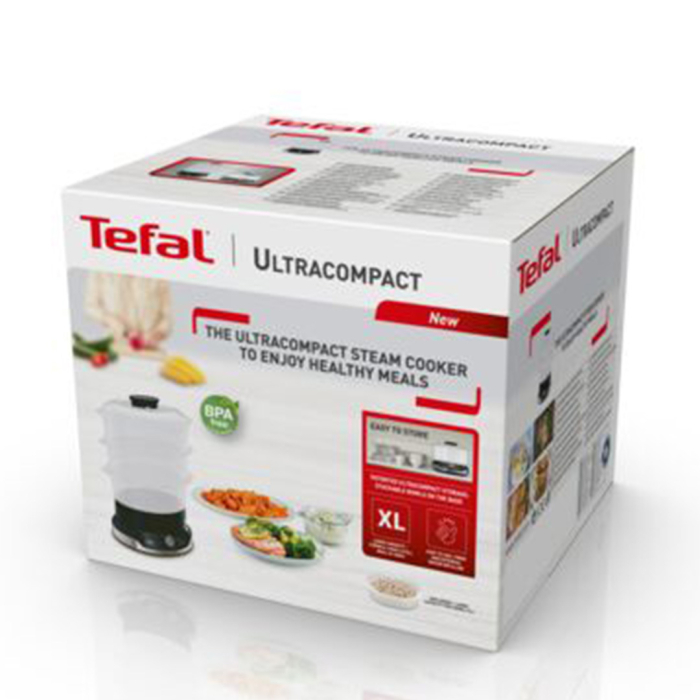 Aparat de gatit cu aburi Tefal Ultracompact Steam Cooker VC204810, 3 vase, cronometru manual, 1 accesoriu, 9 L, negru [10]