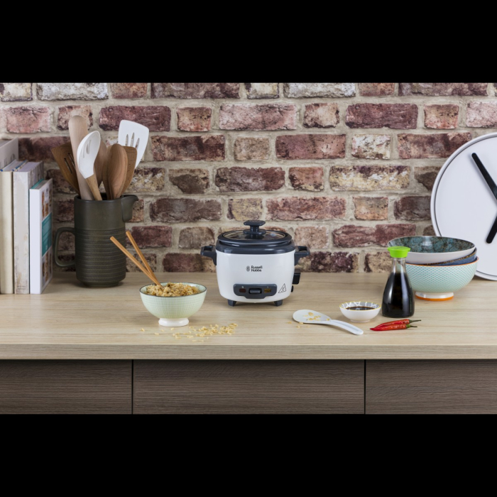 Aparat de gatit orez Russell Hobbs, capacitate mica, vas antiaderent, functie mentinere cald, indicator luminos, alb [6]