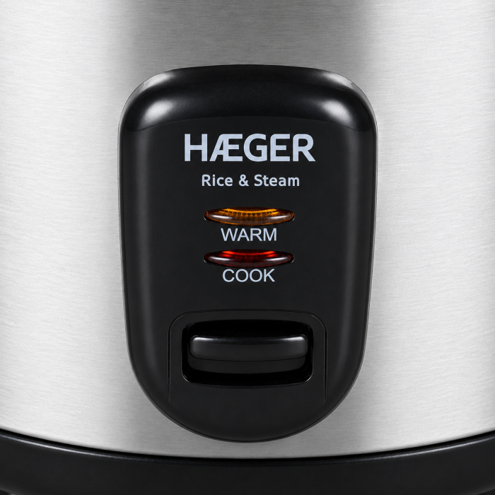 Aparat de gatit orez si aburi HAEGER RICE & STEAM, Capacitate 1.8L, Putere 700W, Functie de gatit cu aburi, Pastreaza orezul cald automat, Argintiu [3]