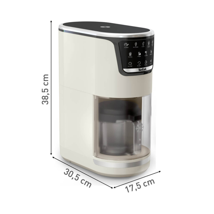 Aparat de inghetata Tefal Dolci IG602AE0, 3 recipiente din tritan de 460 ml, 10 programe, Tehnologia unica 1-Step Perfector, crem & negru [13]