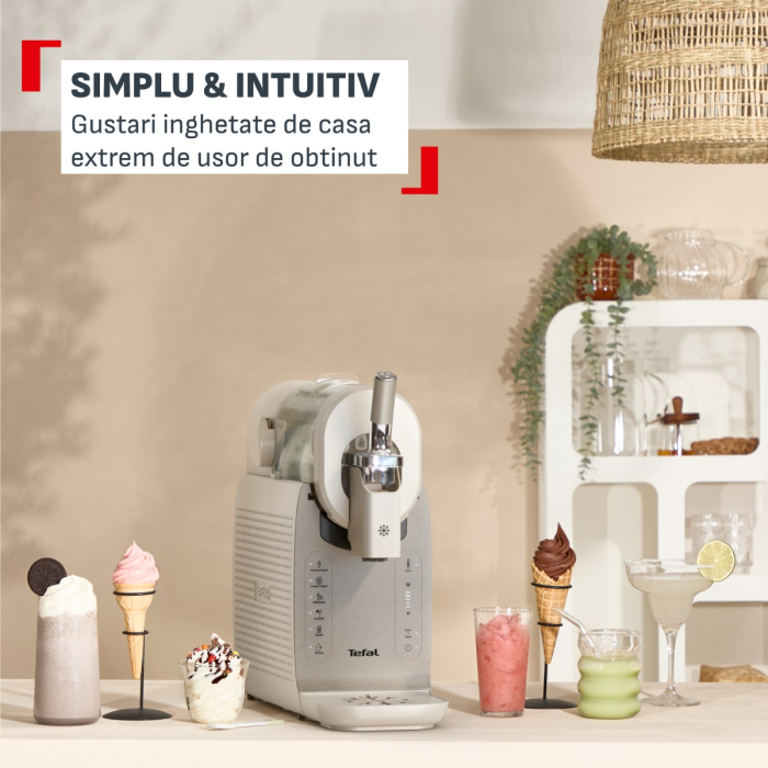 Aparat de inghetata Tefal Freezi IG801AE0, 200 W, 2 L, 5 programe automate, 16 preparate presetate, tehnologie Ultra Quiet, pentru inghetata soft, slu [5]