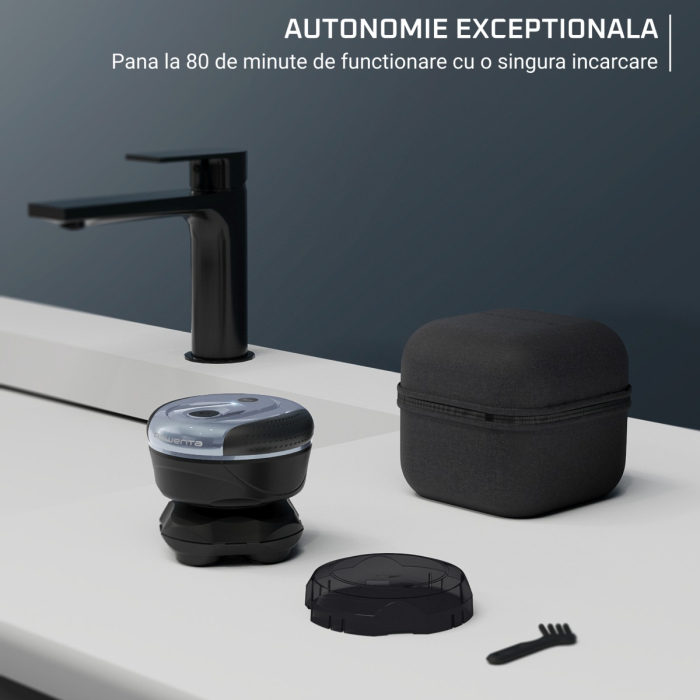 Aparat de ras pentru cap Rowenta Head Shaver TN3110E0, invelis din titan, pana la 80 min autonomie, precizie de 0.1 mm, 7300 rpm, tehnologie Wet & Dry, husa inclusa, negru & albastru [5]