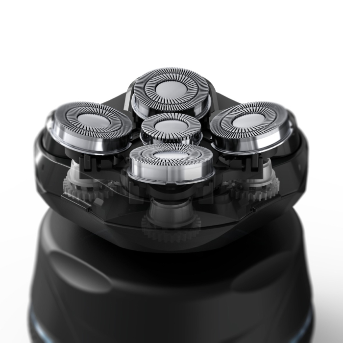 Aparat de ras pentru cap Rowenta Head Shaver TN3110E0, invelis din titan, pana la 80 min autonomie, precizie de 0.1 mm, 7300 rpm, tehnologie Wet & Dry, husa inclusa, negru & albastru [10]