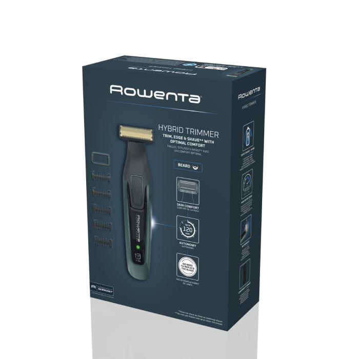 Aparat de tuns barba Rowenta Forever Sharp Comfort TN6044E0, lame din inox, utilizare fara fir, autonomie de pana la 120 min, accesoriu Skin Comfort, negru & verde [4]