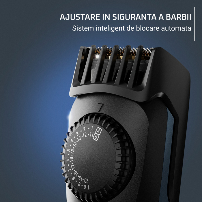 Aparat de tuns barba Rowenta Virtuo TN3804E0, autonomie 180 minute, lame cu invelis de titan, lame din inox, 6500 rpm, negru & albastru [3]