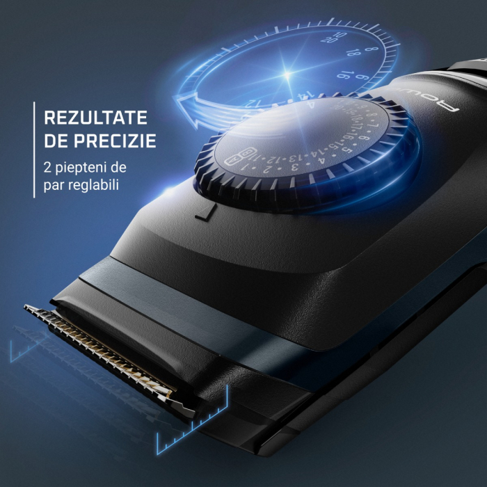 Aparat de tuns barba Rowenta Virtuo TN3804E0, autonomie 180 minute, lame cu invelis de titan, lame din inox, 6500 rpm, negru & albastru [6]