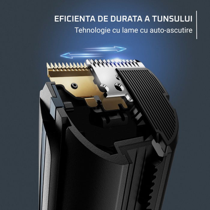 Aparat de tuns barba Rowenta Virtuo TN3804E0, autonomie 180 minute, lame cu invelis de titan, lame din inox, 6500 rpm, negru & albastru [5]