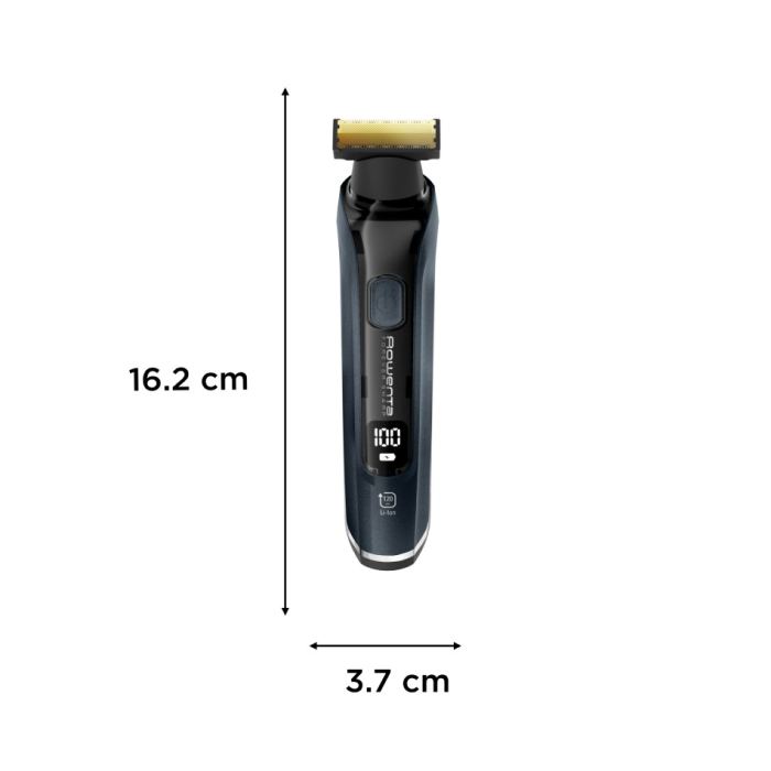 Aparat de tuns, conturat si barbierit Rowenta Forever Sharp Ultimate TN6204E0, lame din inox, invelis din titan, 8000 rpm, autonomie de pana la 120 minute, negru & albastru [4]