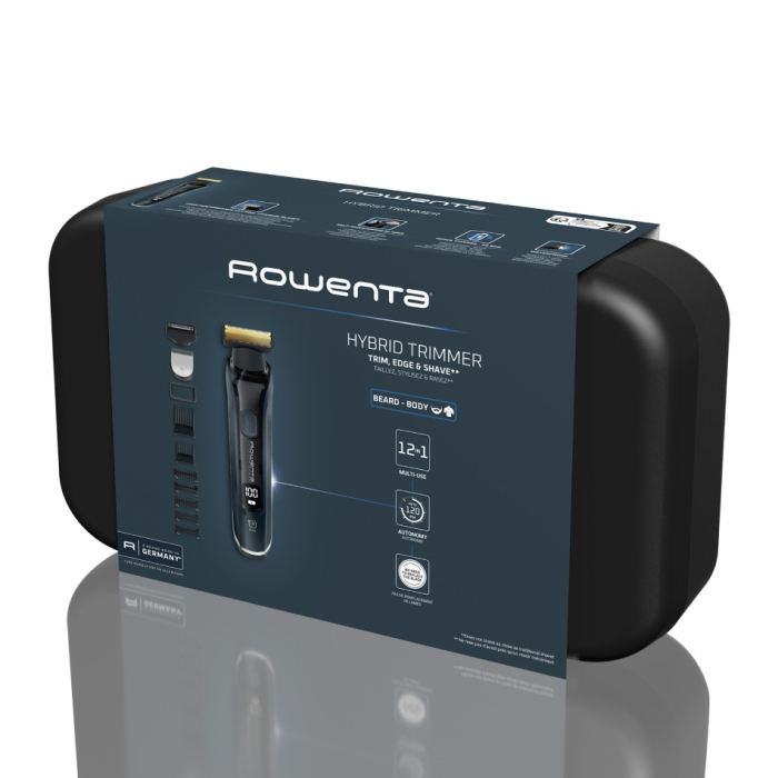 Aparat de tuns, conturat si barbierit Rowenta Forever Sharp Ultimate TN6204E0, lame din inox, invelis din titan, 8000 rpm, autonomie de pana la 120 minute, negru & albastru [5]