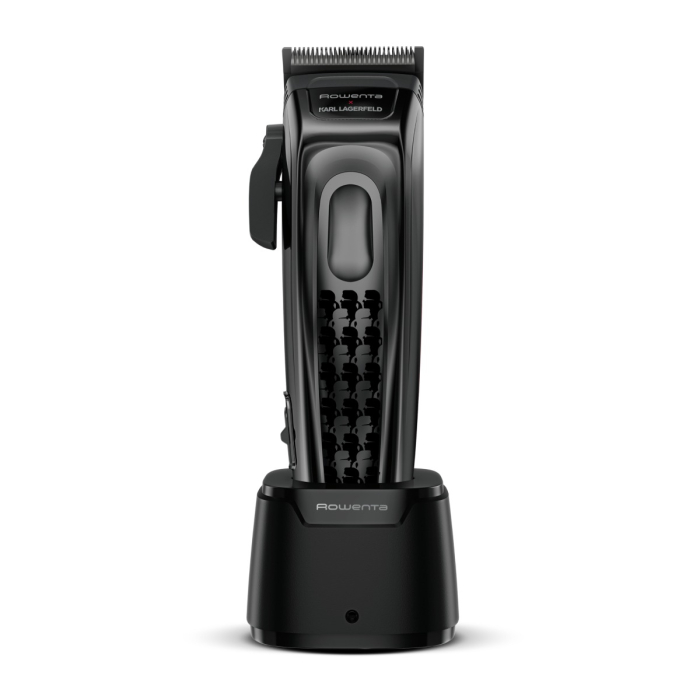 Aparat de tuns Rowenta x Karl Lagerfeld Barber Experience TN155LE0, 6500 rpm, autonomie 150 min, 6 piepteni ficsi, 6 piepteni fade, lame inox, indicator LED, baza de incarcare, negru & gri [2]